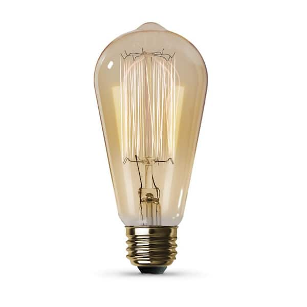Feit Electric 40-Watt ST19 Dimmable Cage Filament Amber Glass E26 Incandescent Vintage Edison Light Bulb, Warm White