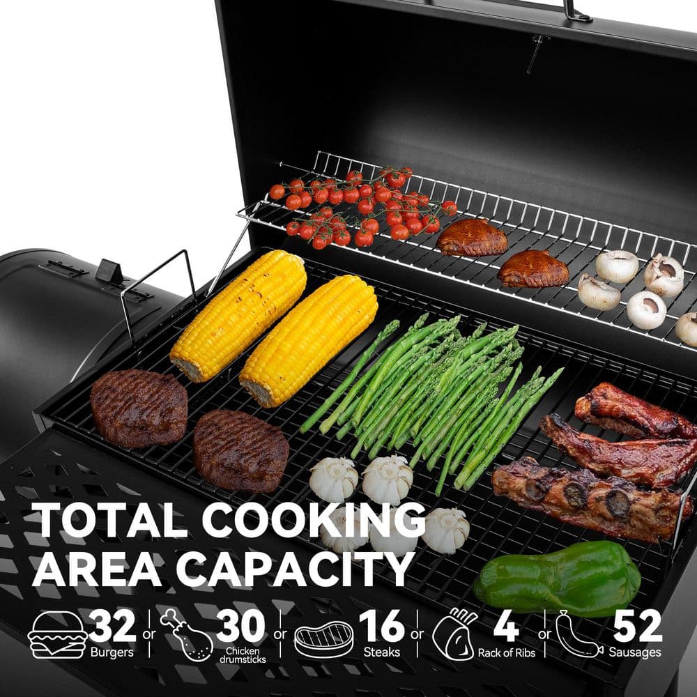 Royal Gourmet 30" Black Steel Charcoal Grill with Smoker