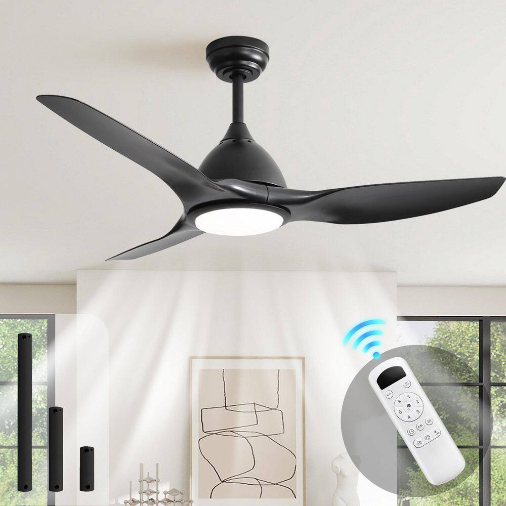 52 in. Black Modern Ceiling Fan with 22W LED Light, 3 ABS Fan Blades DC Motor Black Ceiling Fan, Downrod Mount price history on PriceWatchPro