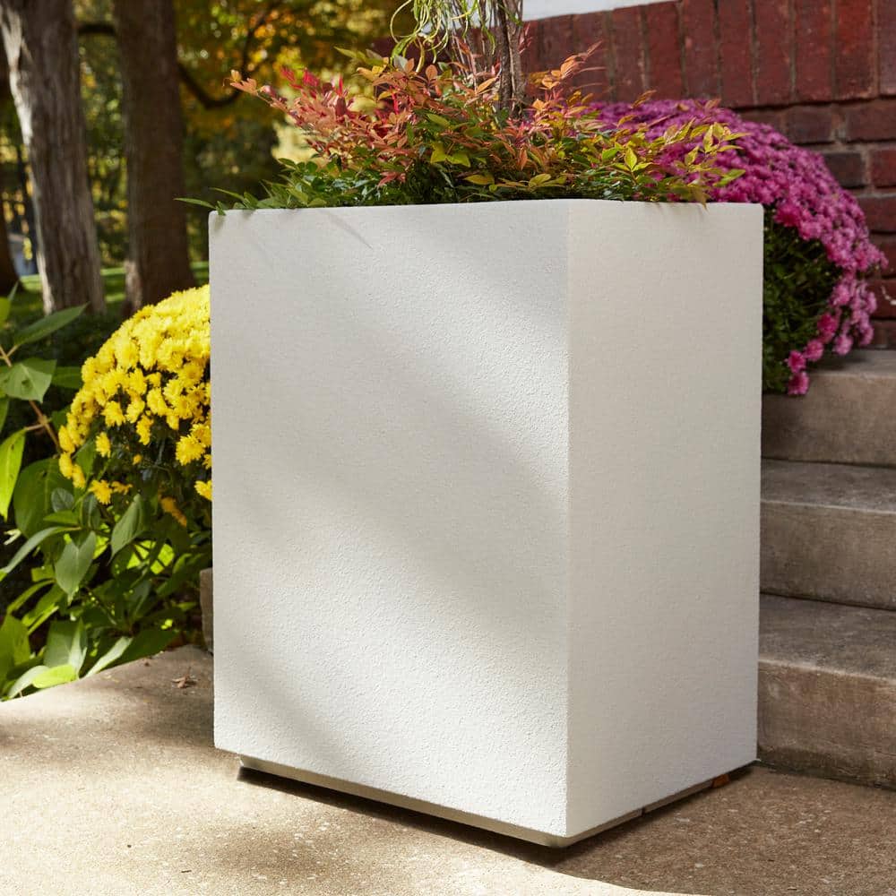 Black Tall Modern Composite Outdoor Planter, 18" x 23" x 30"