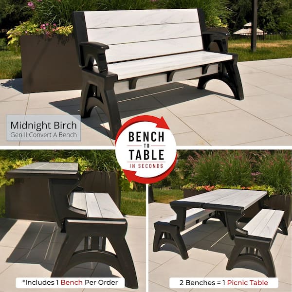Gen 2 XL 3-Person Midnight Birch Plastic Outdoor Bench