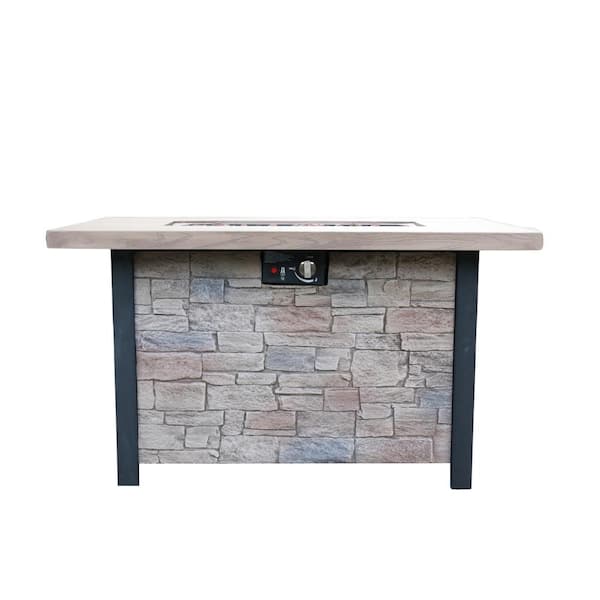 Runesay Ancient White, Walnut Black Outdoor Fire Pit Table 50000 BTU