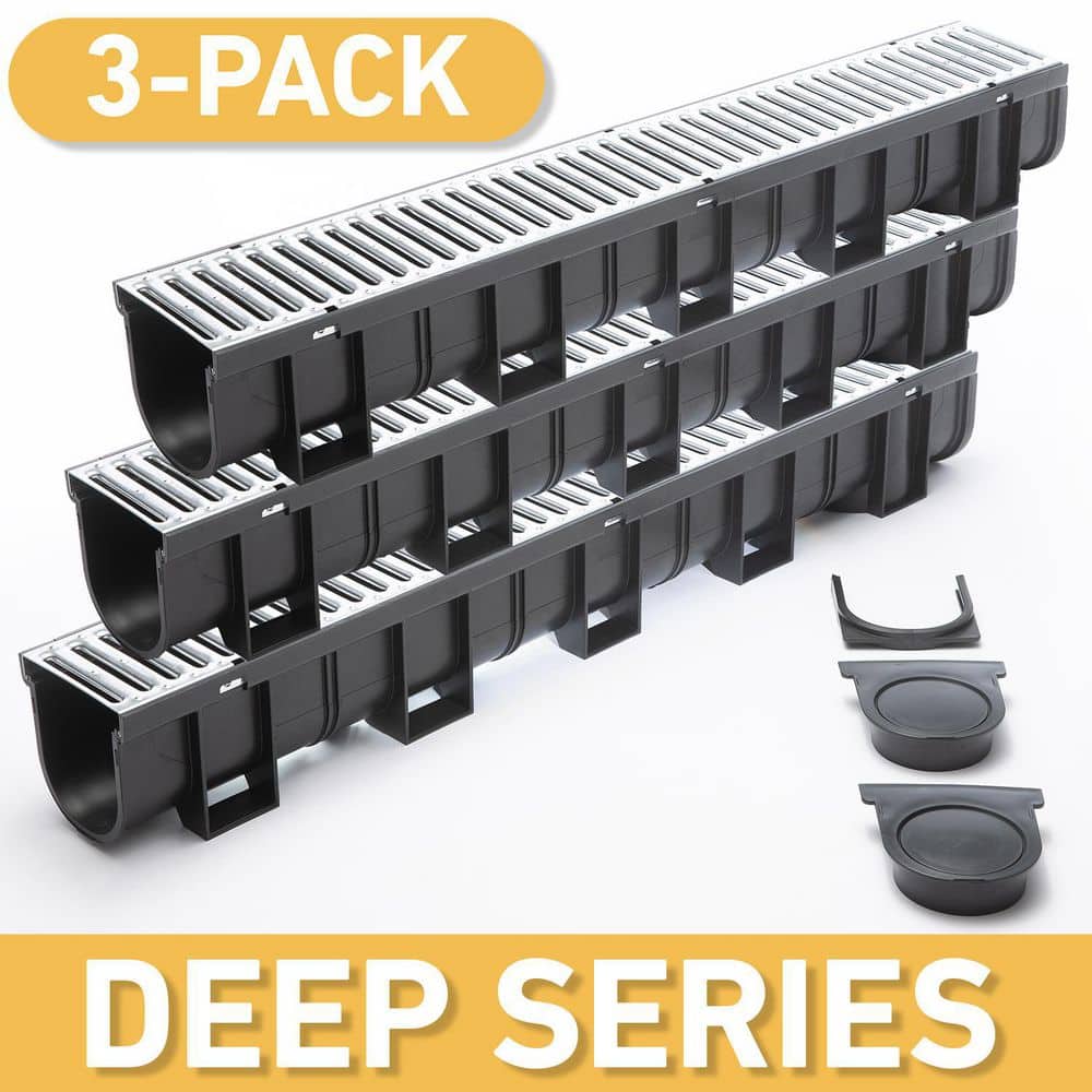 4WAY SHEER DOCKING TRENCH(BLK×KHA) Amazon.com: Trench Drain System, Channel Drain with Plastic Grate