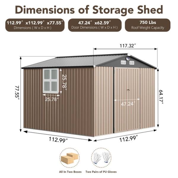 YISUFO YISUFO 10 x 10 FT Outdoor Metal Storage Shed, Garden Shed