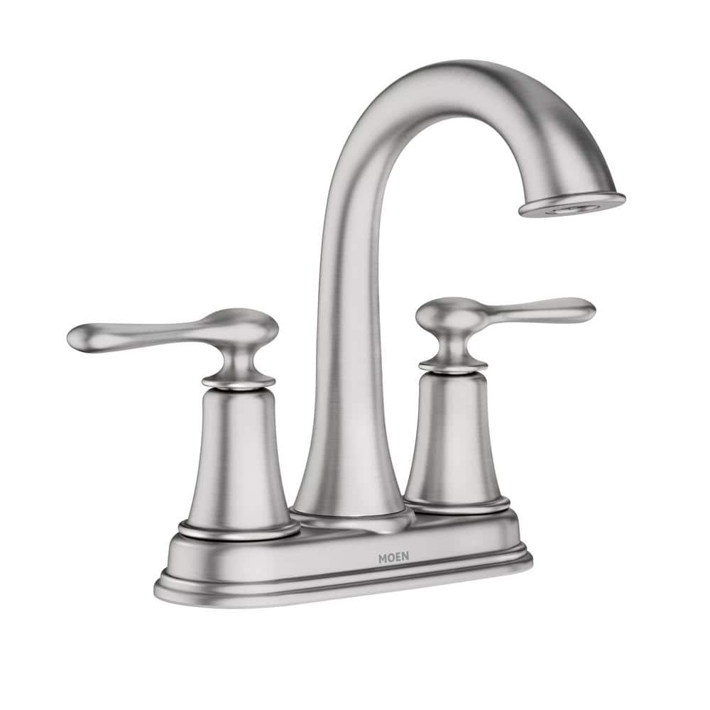 MOEN Ellicott 4 in. Centerset 2-Handle High-Arc Bathroom Faucet in Spot Resist Brushed Nickel -  84092SRN