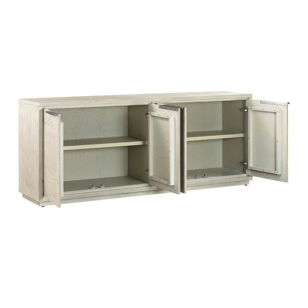 Abbey Silver Grey Oak 4-Door Sideboard with Stainless Steel Handles