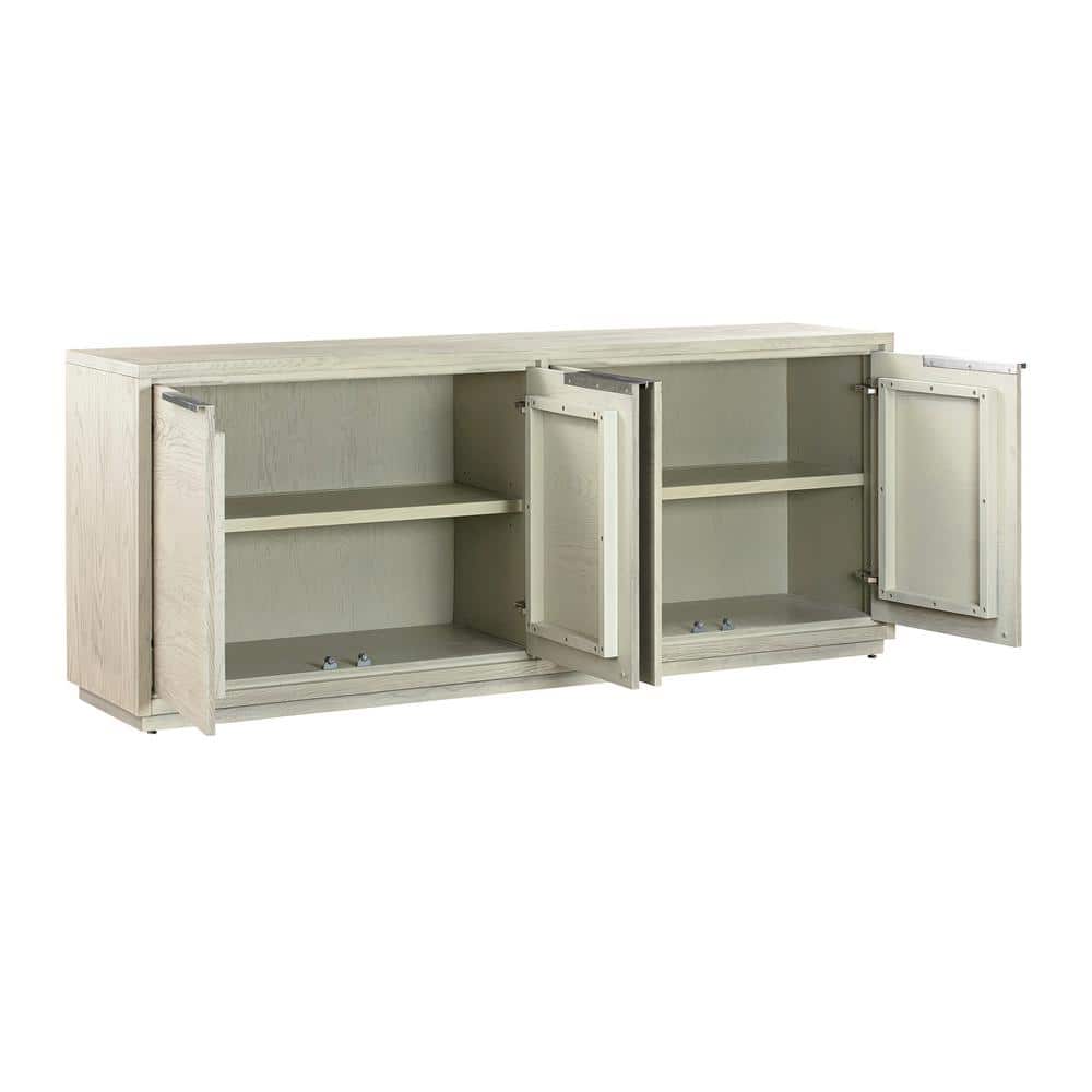 Abbey Silver Grey Oak 4-Door Sideboard with Stainless Steel Handles