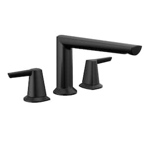 Galeon 2-Handle Deck-Mount Roman Tub Faucet Trim Kit in Matte Black (Valve Not Included)