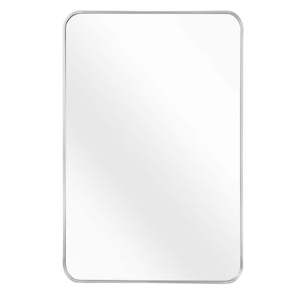 EPOWP 24 in. W x 36 in. H Small Rectangular Aluminium Framed Wall Bathroom Vanity Mirror in Silver