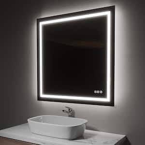 36 in. x 36 in. Large Rectangular LED Light Anti-fog Wall Bathroom Makeup Mirror