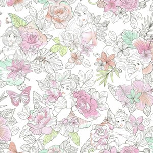 Disney Princess Royal Pink and Green Floral Peel and Stick Wallpaper (Covers 28.18 sq. ft.)