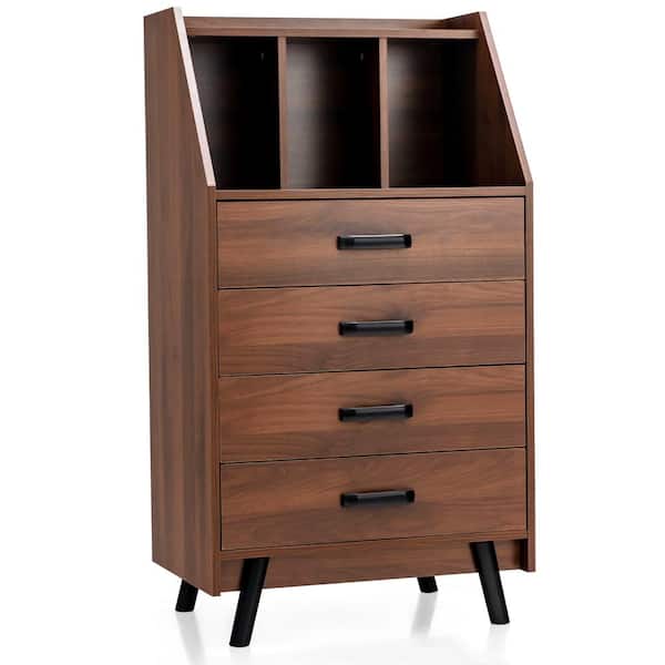 Walnut Storage Cabinet | 2-Drawer Storage Organizer for Desk