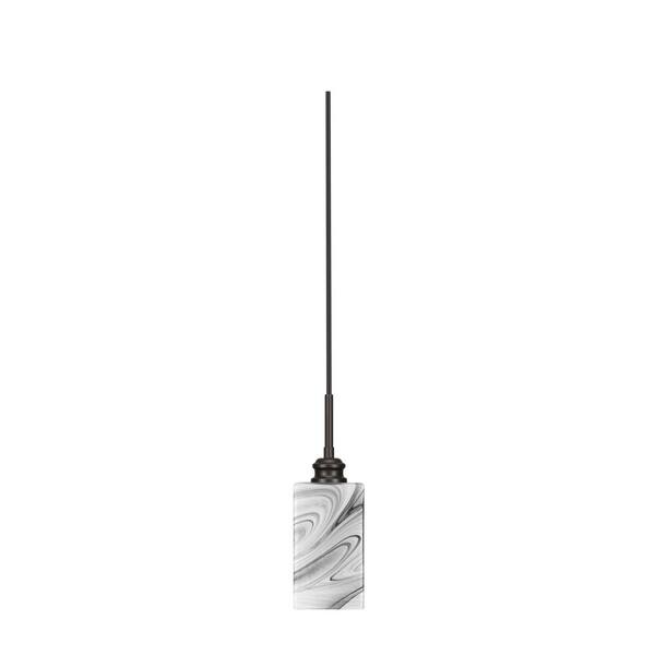 Unbranded Albany 60-Watt 1-Light Espresso Pendant Mini Pendant Light Square Onyx Swirl Glass and Light Bulb Not Included