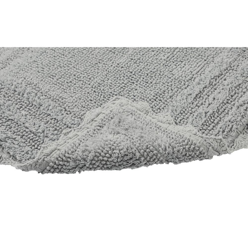Gray 24" x 40" Cotton Crochet Reversible Bath Rug