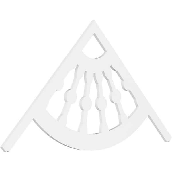 Ekena Millwork 1 in. x 72 in. x 36 in. (12/12) Pitch Classic Wagon Wheel Gable Pediment Architectural Grade PVC Moulding