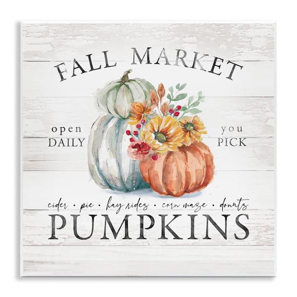 Stupell Industries Fall Country Market Pumpkins by Courtney Morgenstern Unframed Graphic Nature Art Print 12 in. x 12 in.