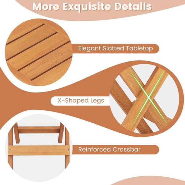14 in. Outdoor Hardwood Folding Side Table with Slatted 14 in. Outdoor Hardwood Folding Side Table with Slatted