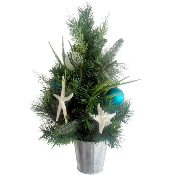 Home Accents Holiday 22 in. Coastal Indoor Mixed Pine Tree