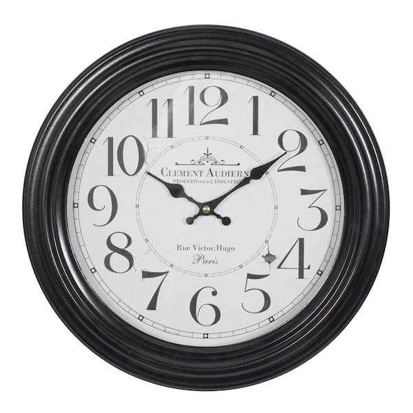 Litton Lane Black Metal Fluted Frame Analog Wall Clock