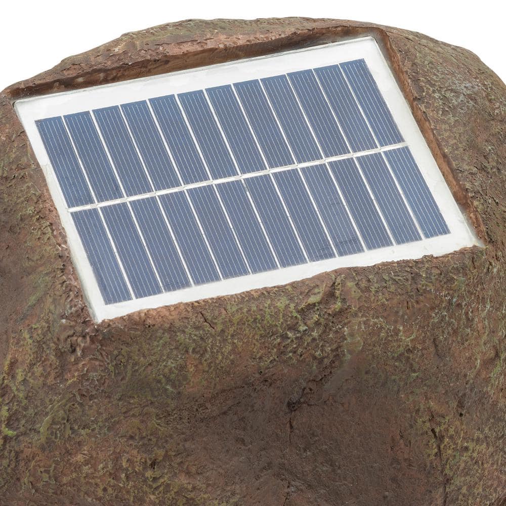 Gray Solar-Powered Outdoor Rock Bluetooth Speaker Set