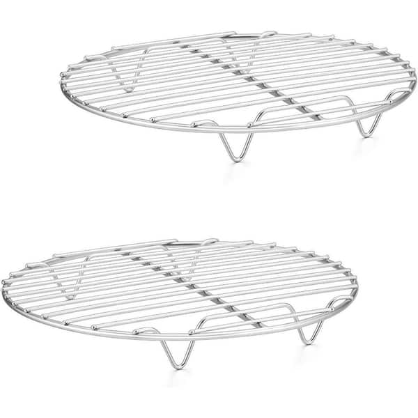 Adrinfly Cooking Rack 2-Piece Stainless Steel Round for Cooking Cooling Steaming Baking Fit Air Fryer Pot Pressure Cooker Tool