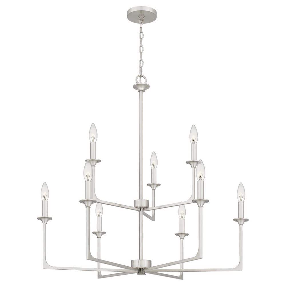 Prescott Brushed Nickel 9-Light Chandelier with Candle Sleeves