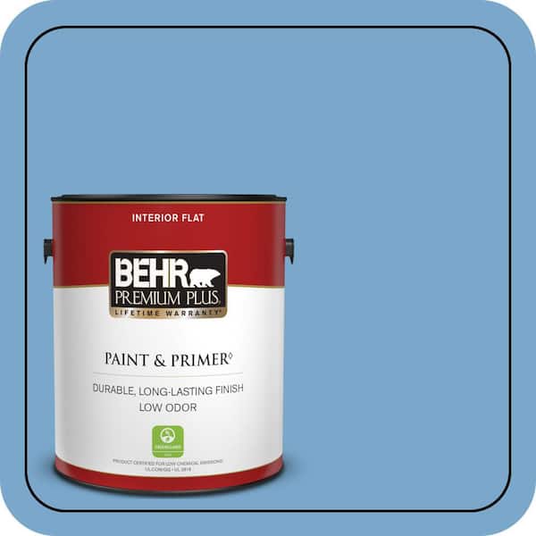 BEHR PREMIUM PLUS 1 gal. #M520-4 Mirror Lake Flat Low Odor Interior Paint & Primer