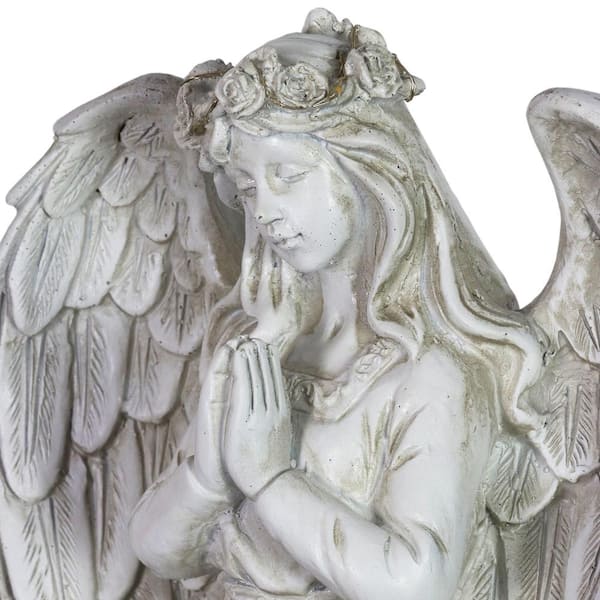 LED Halo Angel with Boy with Timer Garden Statue