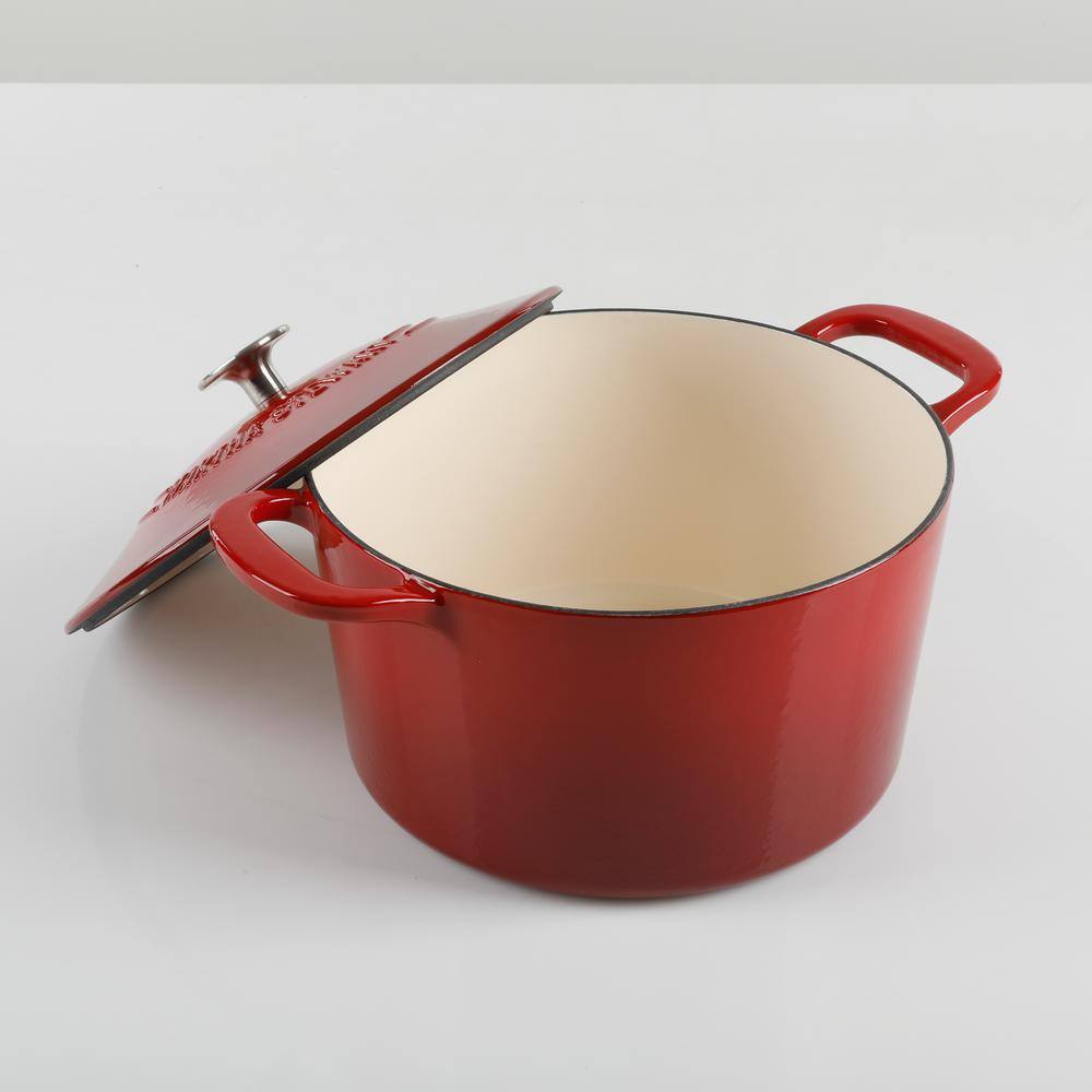 Red 7-Quart Enameled Cast Iron Dutch Oven with Lid