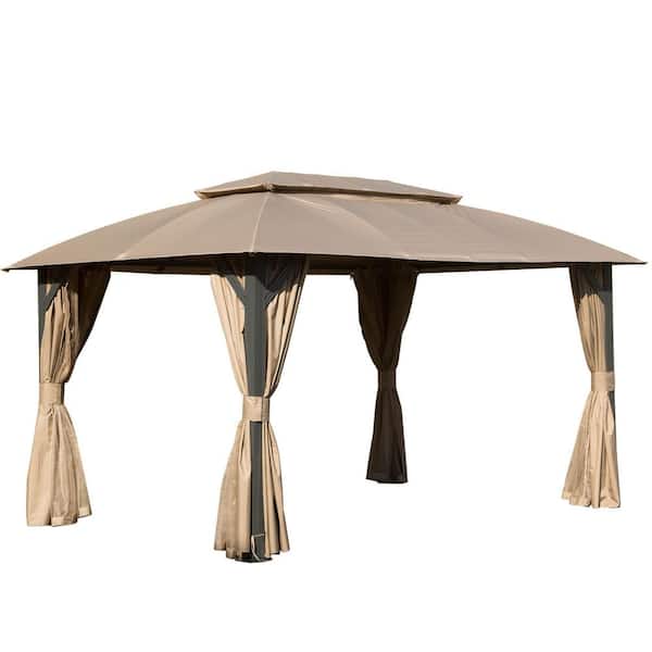 10 ft. x 14 ft. Outdoor Gazebo with Double Roofs, Privacy Curtains,Mosquito Nettings,Heavy Duty Metal Frame Tent Canopy