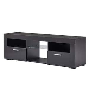 Black Morden TV Stand Fits TV's up to 55 in. with LED Lights, High Glossy Front TV Cabinet for Living Room
