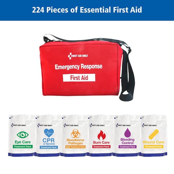 First Aid Only Grab and Go Emergency Response First Aid Kit, 224