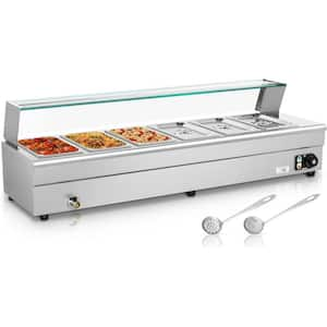 68 Qt. Stainless Steel Chafing Dishes, 6-Pieces Electric Warming Tray Food, Sauces, Buffet Server, Warmer