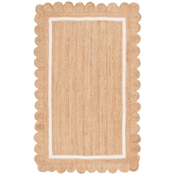 SAFAVIEH Natural Fiber Beige/Ivory 5 ft. x 8 ft. Petal Border Area Rug