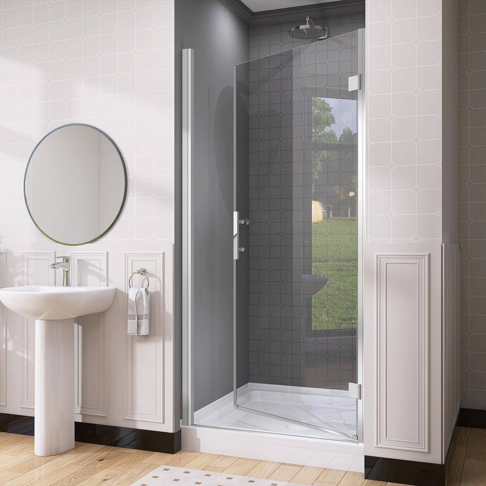 Matte Black Frameless Glass Pivot Shower Door, 36-37.25" W x 72" H