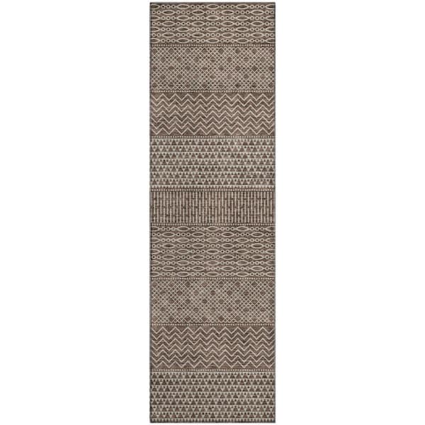 Mayfield Premium Machine Washable Abstract AMF939 Brown 2 ft. 3 in. x 7 ft. 6 in. Runner Rug