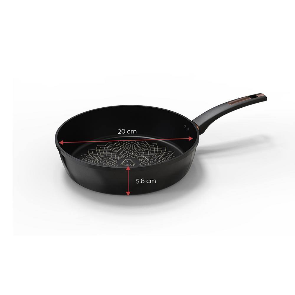 7.9 Inch Black Aluminum Nonstick Deep Frying Pan