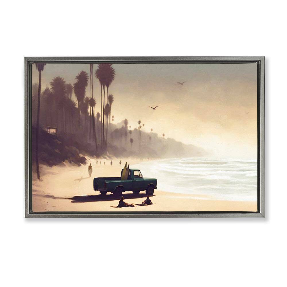 Dreamy Beach Tropical View by Noah Bay Gray Floater Frame Nature Graphic Art Print 21 in. x 31 in.