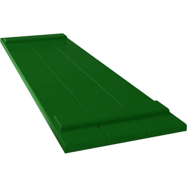 Ekena Millwork True Fit 16-1/8 in. x 50 in. PVC 3 Board Joined Board and Batten Shutters, Pair in Viridian Green