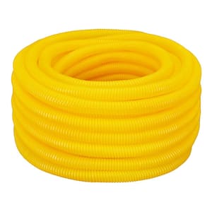 1 in. Dia. x 100 ft. Yellow Flexible Corrugated Polyethylene Split Tubing and Convoluted Wire Loom