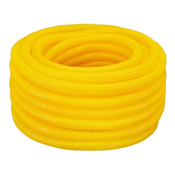HYDROMAXX 1 in. Dia. x 100 ft. Yellow Flexible Corrugated Polyethylene Split Tubing and Convoluted Wire Loom
