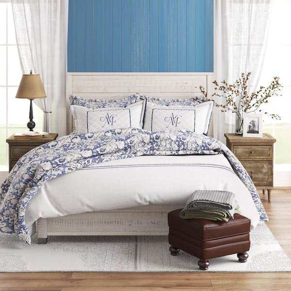 Baja Shabby White Queen Size Platform Bed
