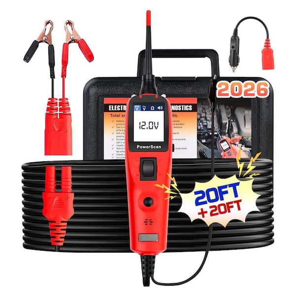 12-24V Automotive Electrical Circuit Tester Kit Power Circuit Probe Tool AC DC Resistance Short Circuit Finder 20FT Cord