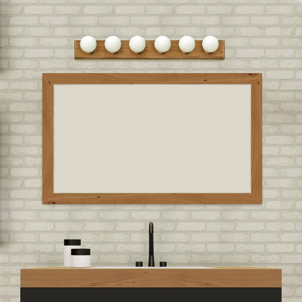 Honey Oak 36" 6-Light Dimmable Vanity Strip Light