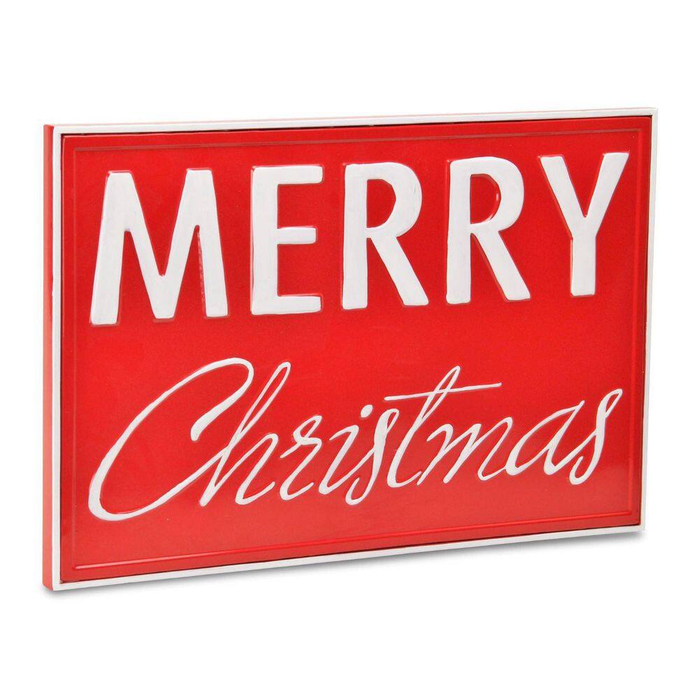 18.5 x 12.25 Red and White Handcrafted Metal Christmas Wall Art