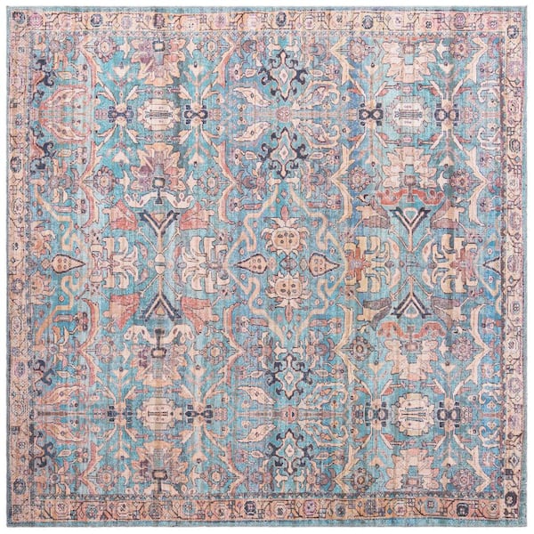 Nostalgia Katie Blue 7 ft. Square Machine Washable Area Rug