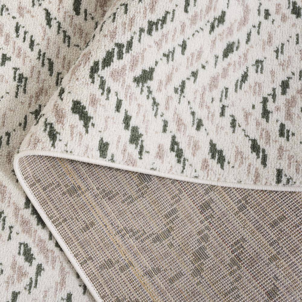 Ivory and Dark Green Chevron Rectangular Area Rug