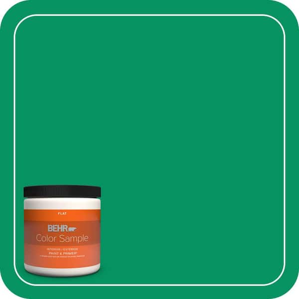 BEHR PREMIUM PLUS 8 oz. #470B-6 Emerald Lake Flat Interior/Exterior Paint & Primer Color Sample