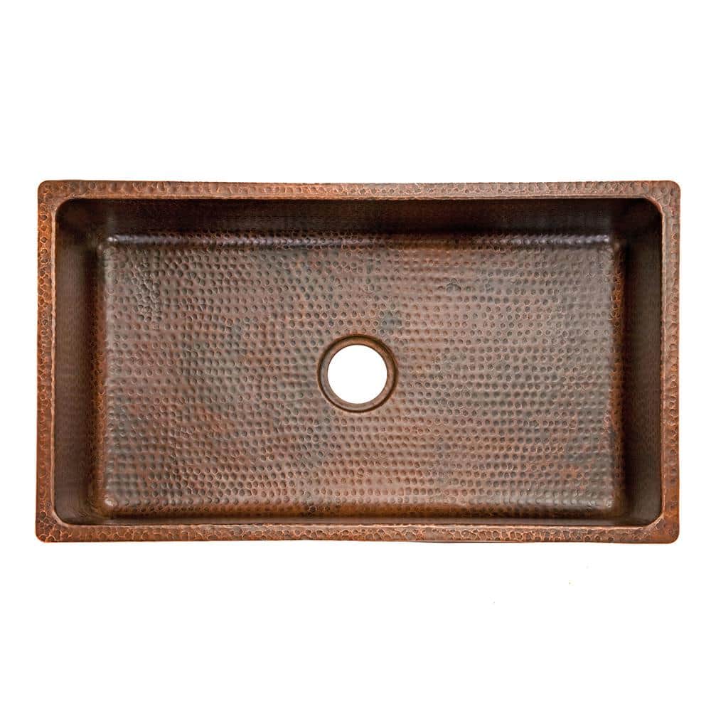 33" Hammered Copper Single Basin Drop-In Kitchen Sink