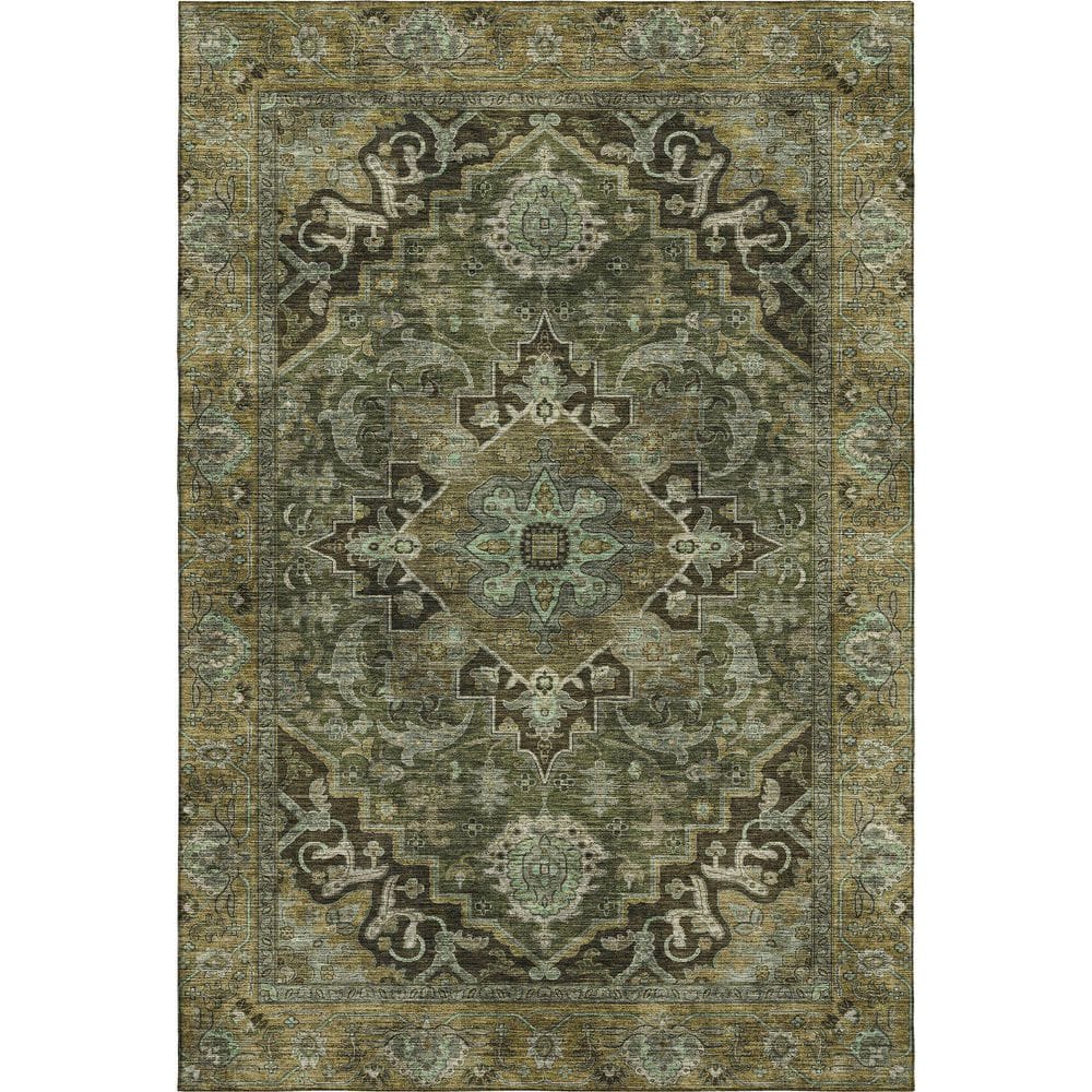 Mayfield Premium Machine Washable Abstract AMF2165 Olive 3 ft. x 4 ft. Area Rug price history on PriceWatchPro